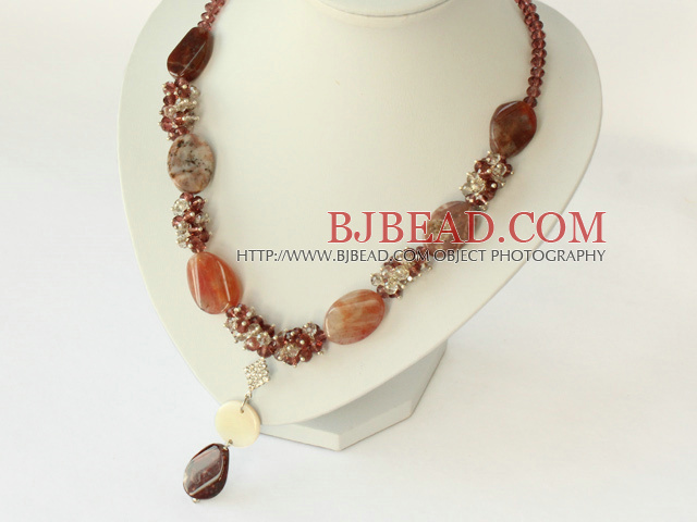 crytal and agate necklace with toggle clasp