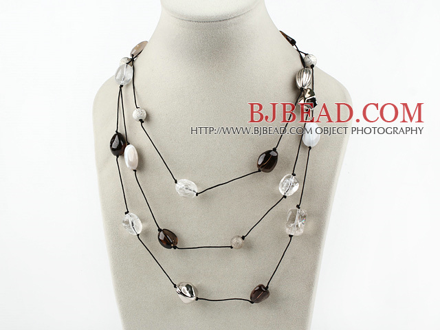 fashion long style crystal and agate necklace
