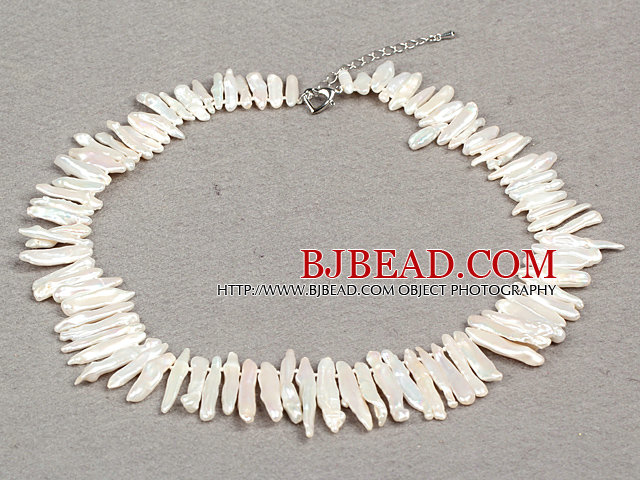 Gorgeous Party Style Natural White Teeth Shape Rebirth Pearl Necklace with Heart Clasp