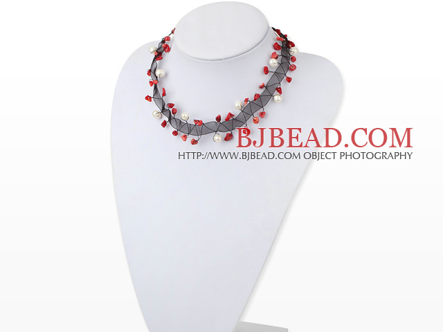 pearl and coral necklace