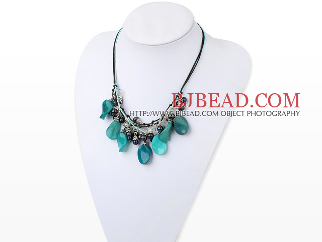 black pearl blue jade necklace