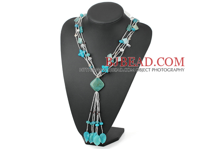 garnet blue jade white crystal necklace