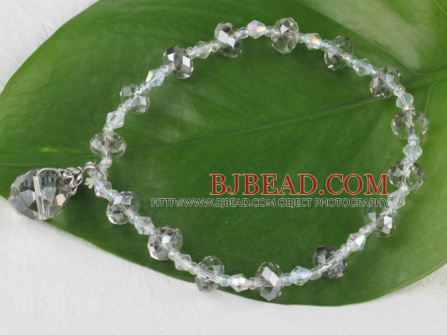 7.5 inches elastic gray crystal bracelet