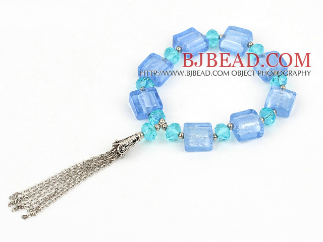 7.5 inches blue crystal and colored glaze bracelet