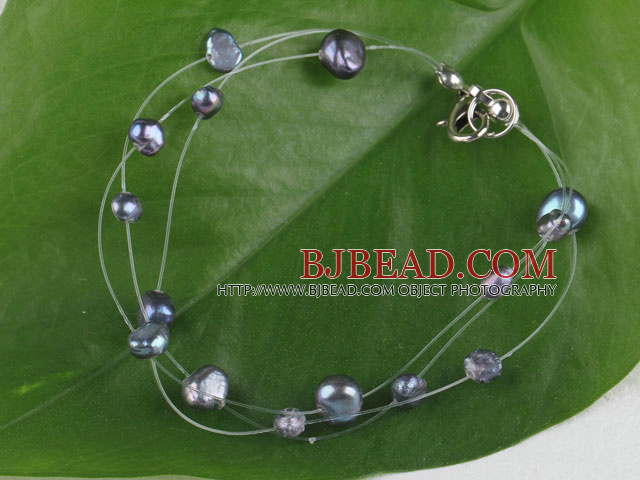 7.5 inches black pearl bracelet with lobster clasp
