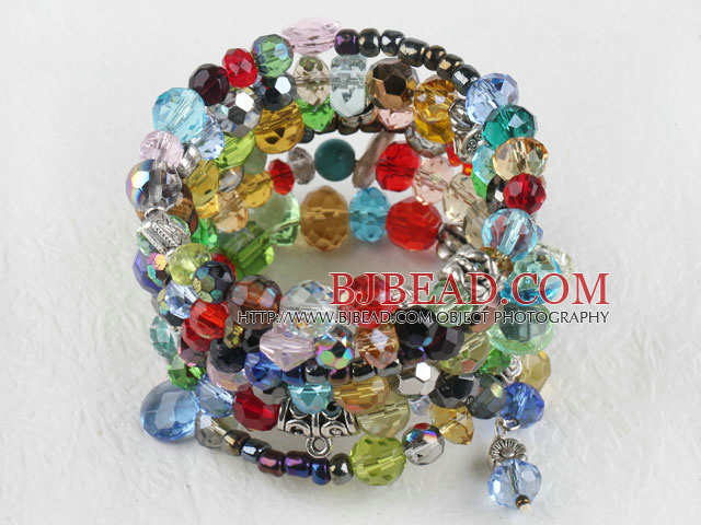 7.5 inches multi strand stretchy colorful stone bracelet bangle