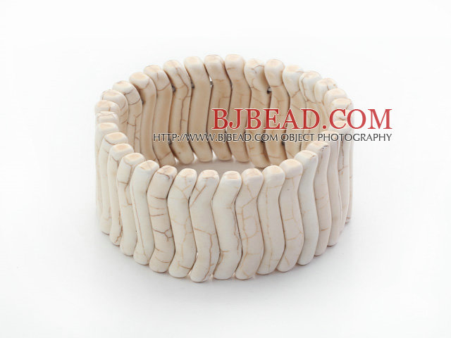 Bold Style Branch Shape White Howlite Stretch Bangle Bracelet