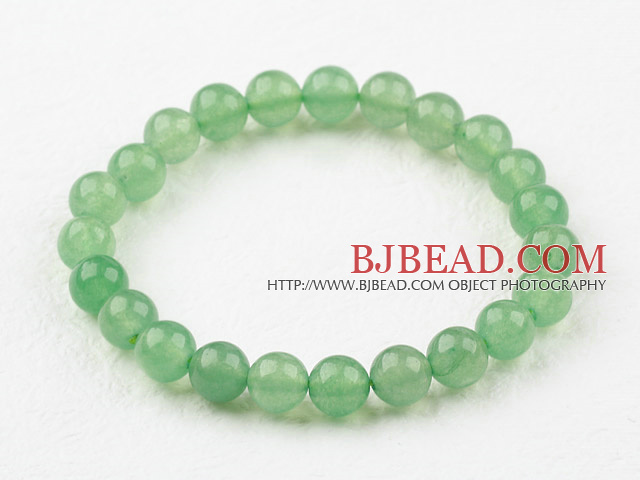 8mm Round Natural Aventurine Elastic Beaded Bracelet