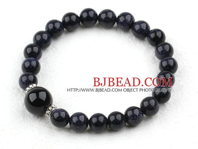 Classic Design Blue Sandstone Elastic Bangle Bracelet