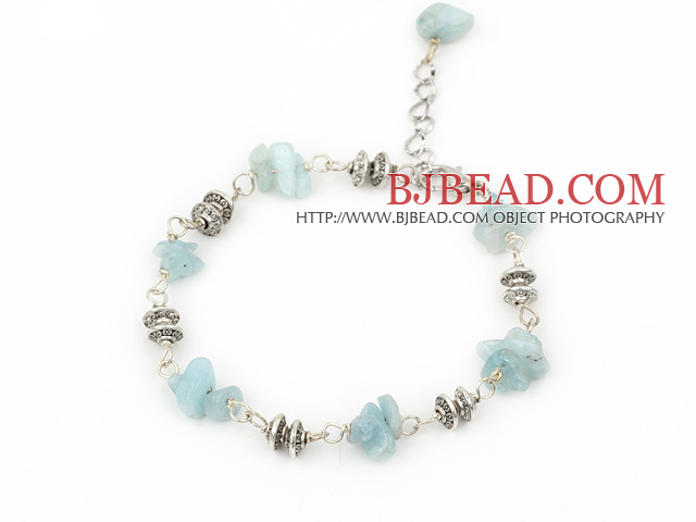 simple aquamarine chips bracelet with lobster clasp