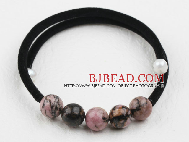 Simple Design Round Rhodochrosite Bangle Bracelet