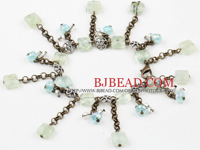 Faceted Grape Stone Bracelet with Antique Brass Chain