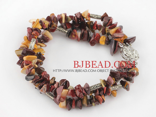 multi strand silver leaf agate bracelet