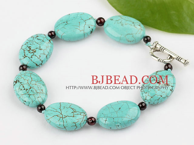 7 inches garnet and turquoise bracelet with toggle clasp