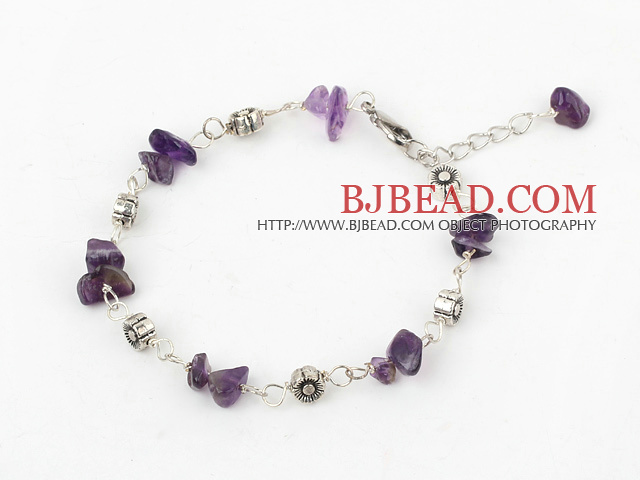 natural amethyst beaded bracelet with extendable chain