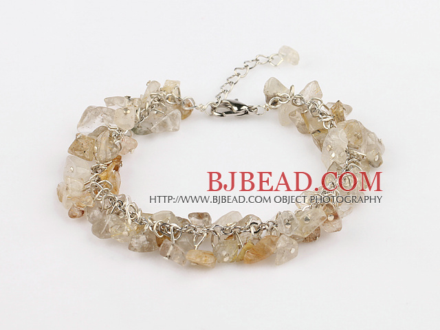 6mm natural citrine chips bracelet with extendable chain