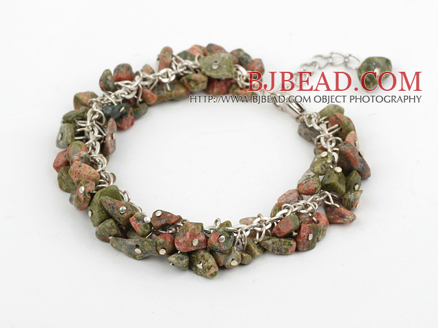 6mm natural green aventurine chips bracelet with extendable chain