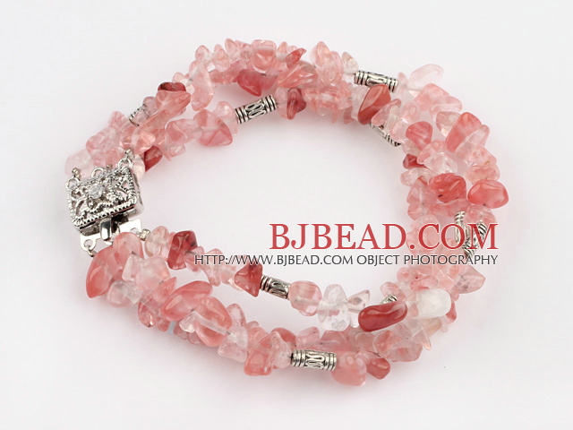 popular 3 strand cherry quartze bracelet