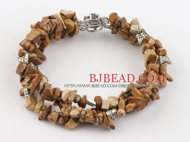 7 inches 3 strand pictuer jasper bracelet