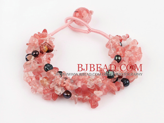 black pearl cherry quartze bracelet
