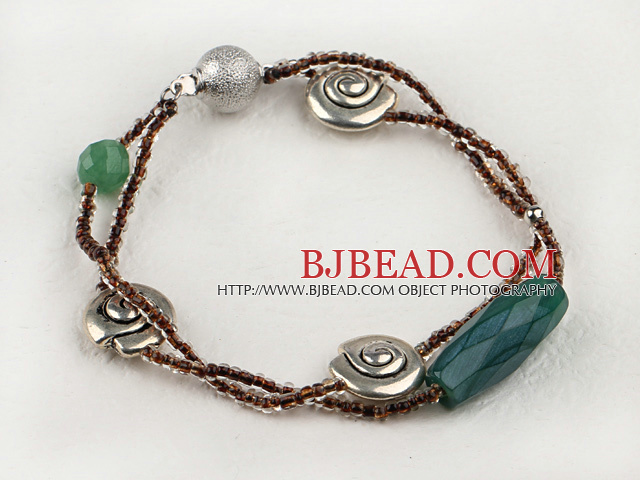 green agate and charm bracelet