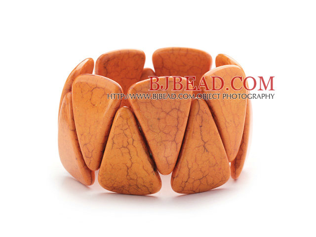 Big Style Triangle Shape Orange Color Turquoise Stretch Bangle Bracelet