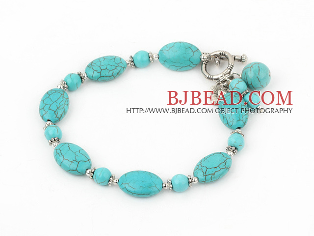 burst pattern turquoise bracelet with toggle clasp