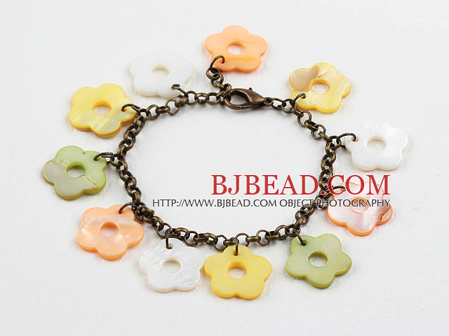 Assorted Multi Color Shell Flower Bracelet