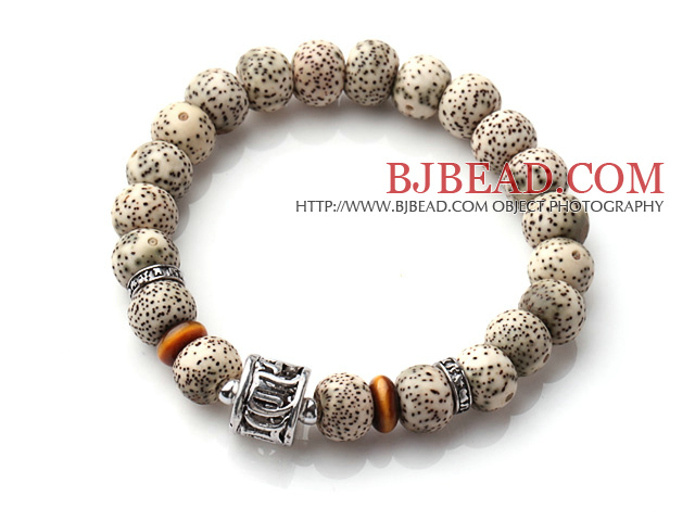 Vintage Style Single Strand Leaves the Bodhi Beads Elastic Bracelet