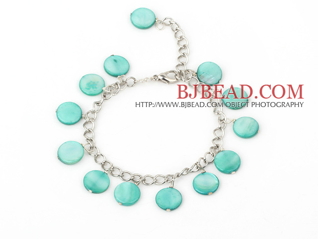 11mm green round shell bracelet with extendable chain