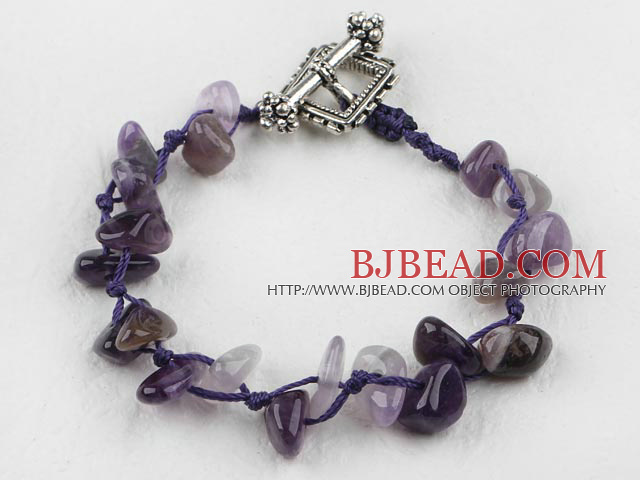 7.5 inches amethyst chips bracelet with toggle clasp