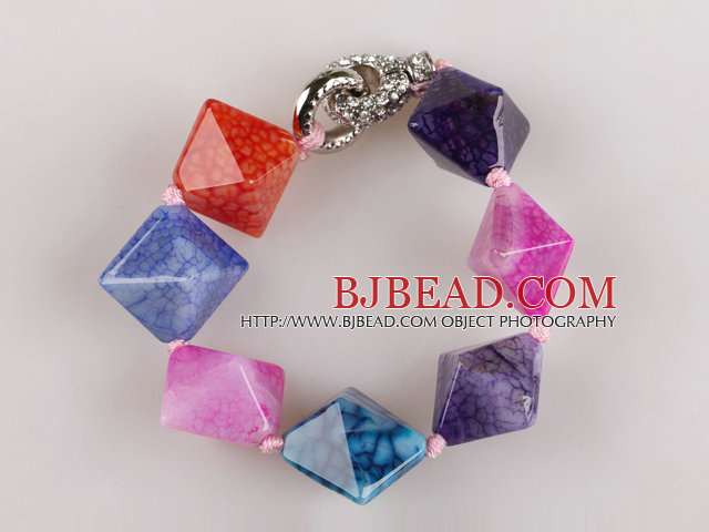 multi color 7.5 inches chunky style candy color rutilated agate bracelet