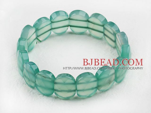 faceted 12*16 green agate stretchy bangle bracelet