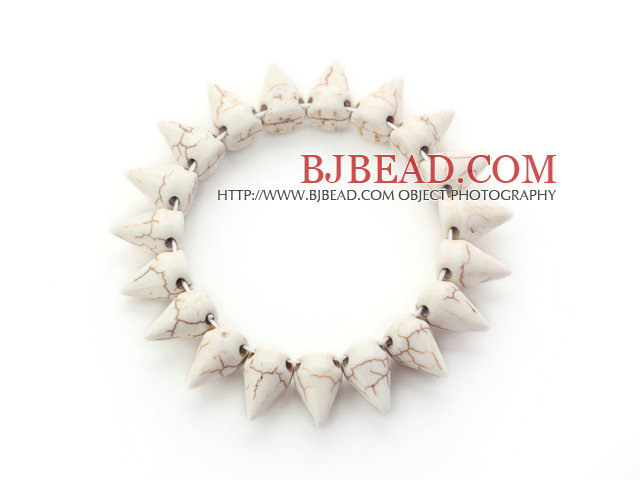 Simple Style White Howlite Punk Bullet Stretch Bangle Bracelet