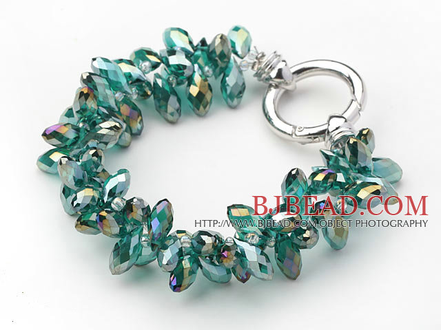 New Design Two Rows Dark Green Drop Crystal Bracelet