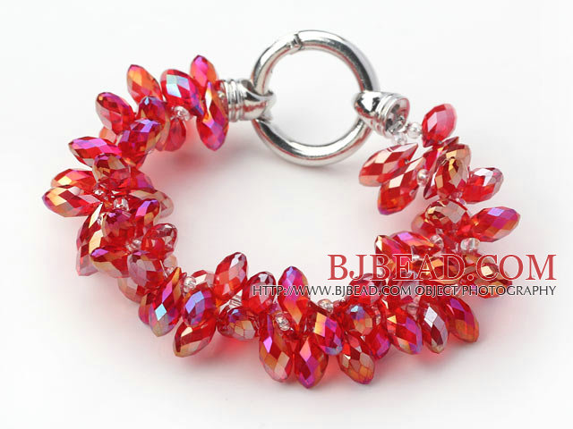 New Design Two Rows Red Drop Crystal Bracelet