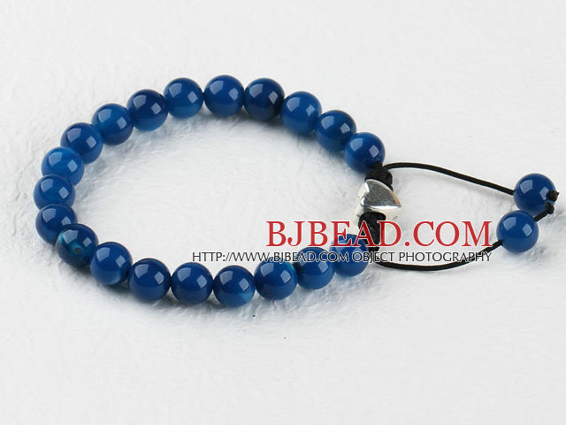 8mm blue agate bracelet with extendable chain