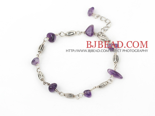 natural amethyst bracelet with extendable chain