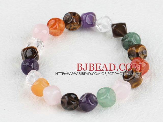 7.5 stretchy inches multi color gemstone bracelet