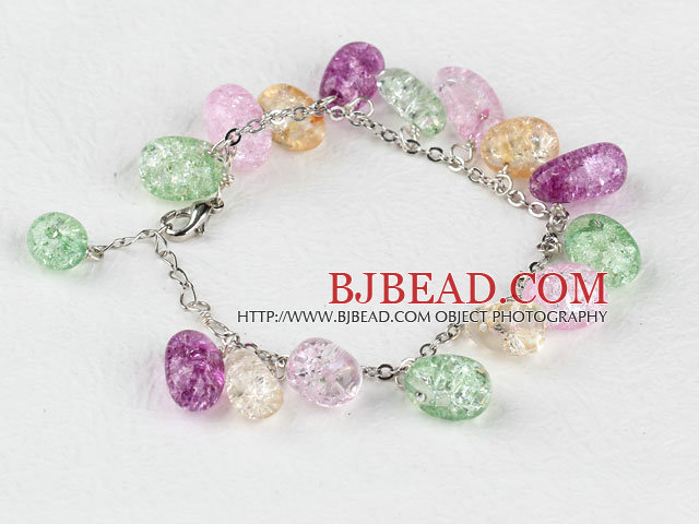 7.5 inches multi color burst pattern crystal bracelet with extendable chain