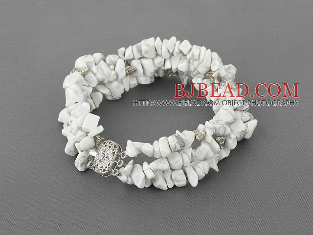 7 inches 3 strand 6-8mm howlite bracelet