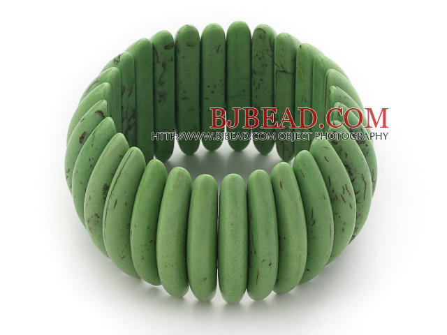 Classic Design Long Spike Shape Green Turquoise Stretch Bangle Bracelet