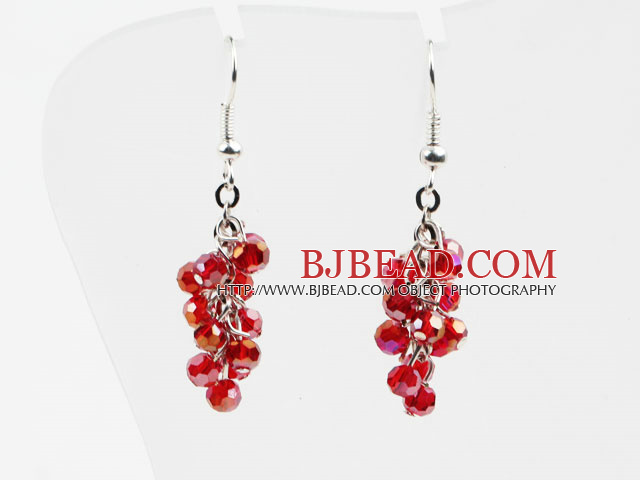 Cluster Style 4mm Red Crystal Earrings