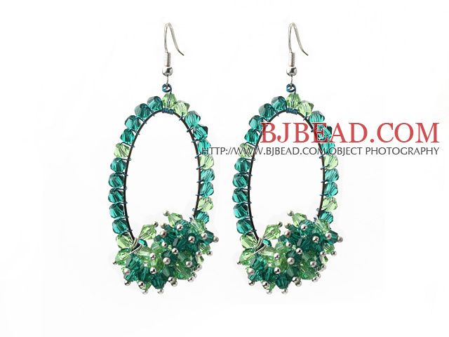 Assorted Fashion Style Green Series Green and Blue Crystal Hoop Earrings