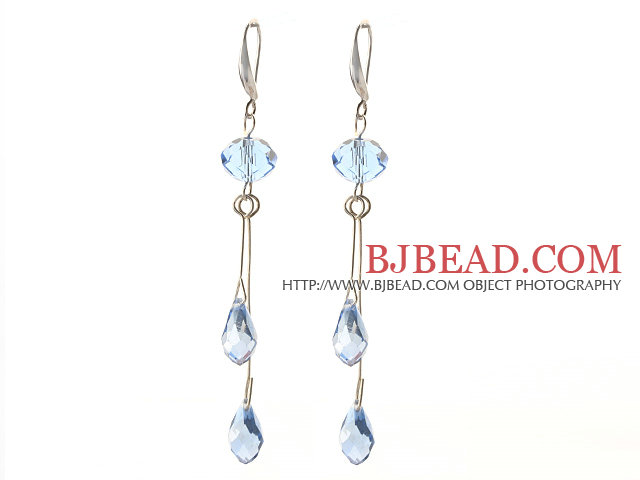 Dangle Style Manmade Sky Blue Crystal Earrings