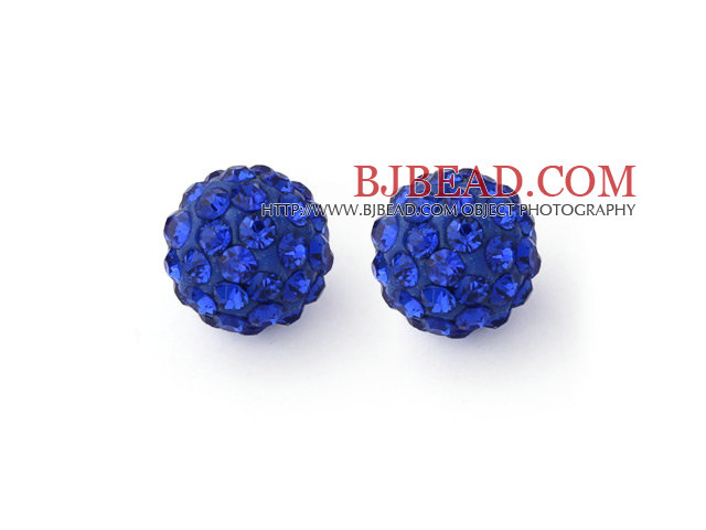Fashion Style Sapphire Color 10mm Round Rhinestone Ball Studs Earrings