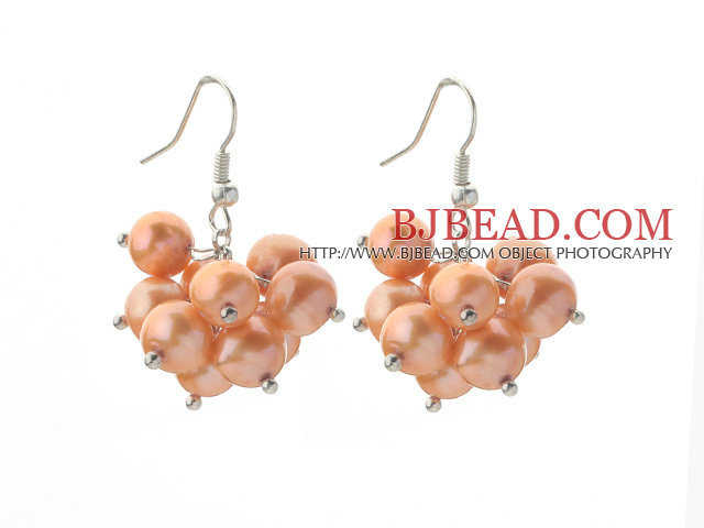 2013 Summer New Design 8-9mm Orange Pearl Cluster Earrings