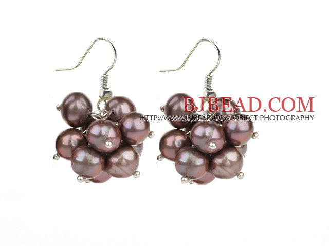 2013 Summer New Design 8-9mm Black Pearl Cluster Earrings