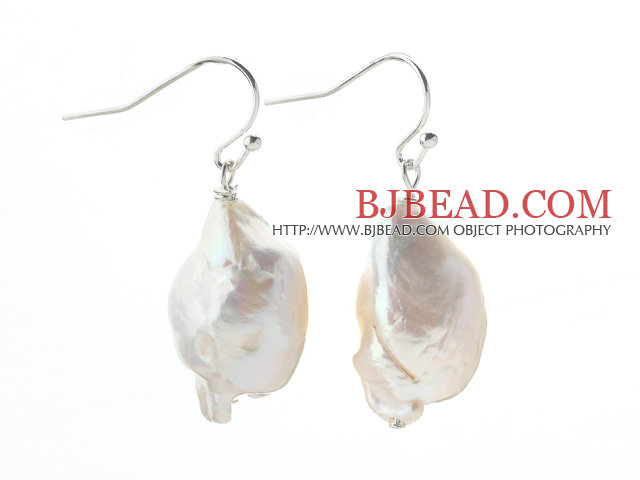 Simple Design Pear Shape Big Nuclear White Pearl Earrings