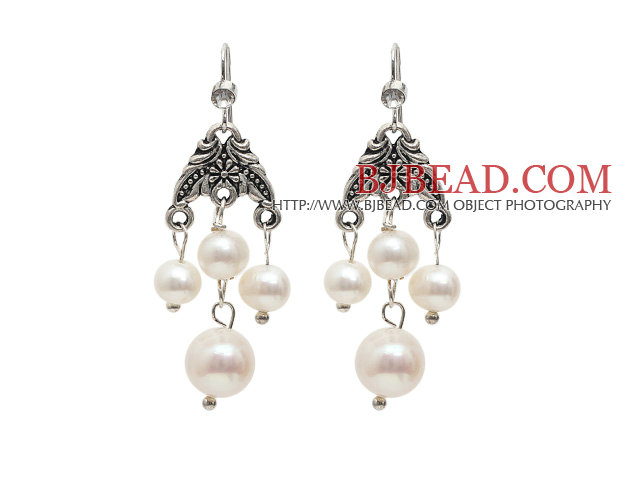 Fashion Style Natural White Freshwater Pearl Chandelier Earrings